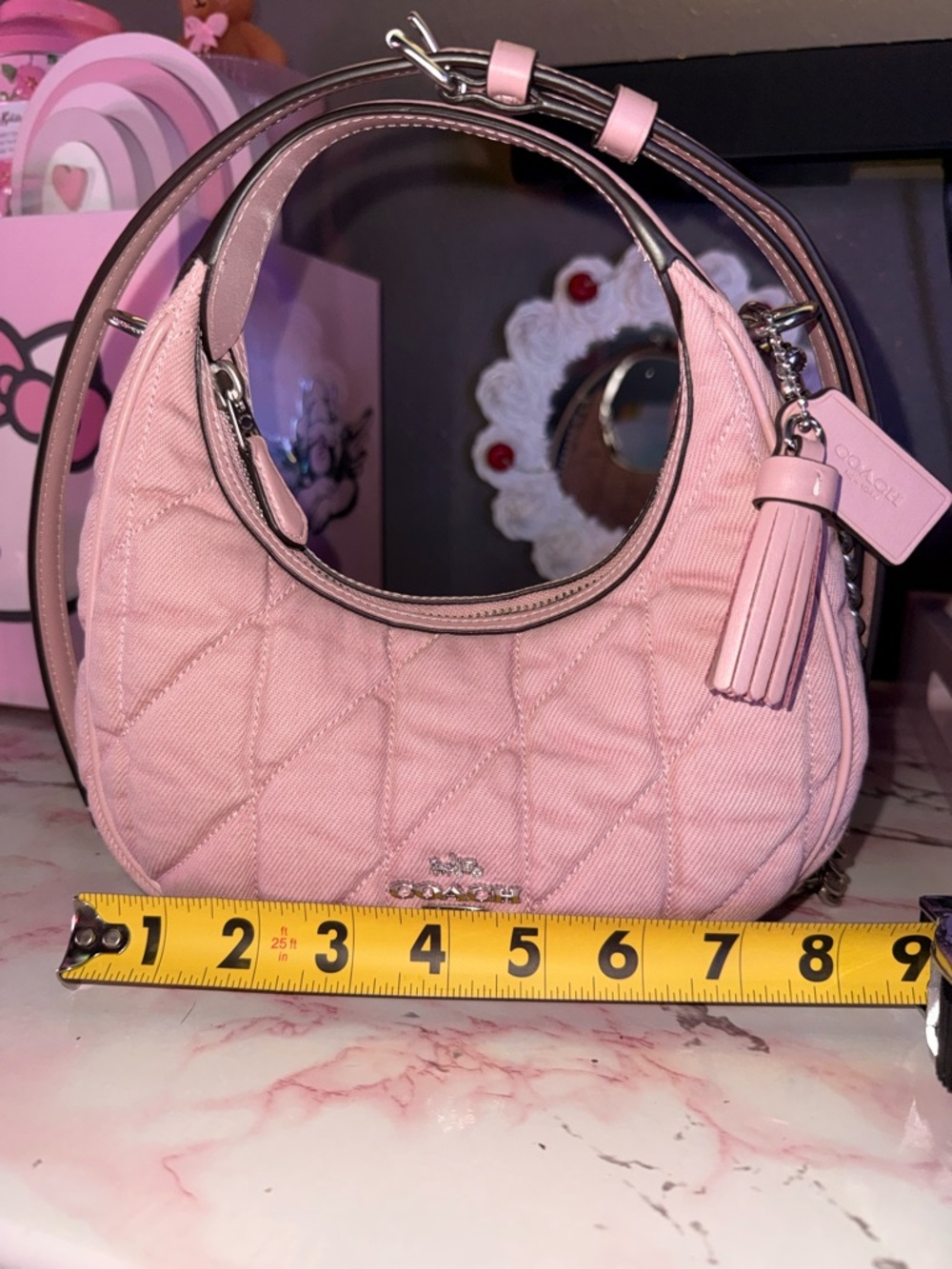 Coach Carmen Ballerina Pink Quilted Crossbody Bag - Picture 8 of 16